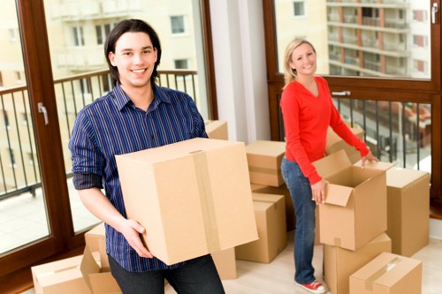 Prepared moving boxes and essentials for a Colneyhatch house removal